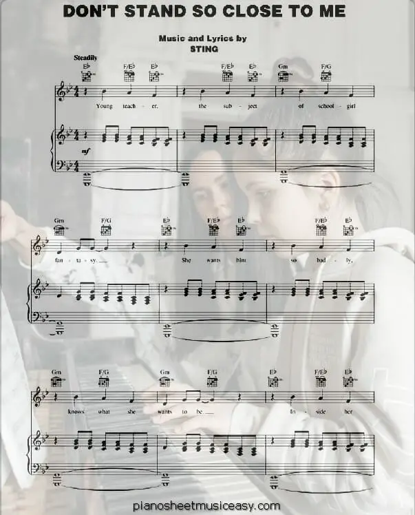 dont stand so close to me printable free sheet music for piano 