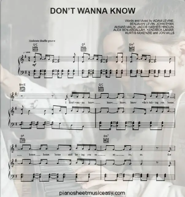 dont wanna know printable free sheet music for piano 