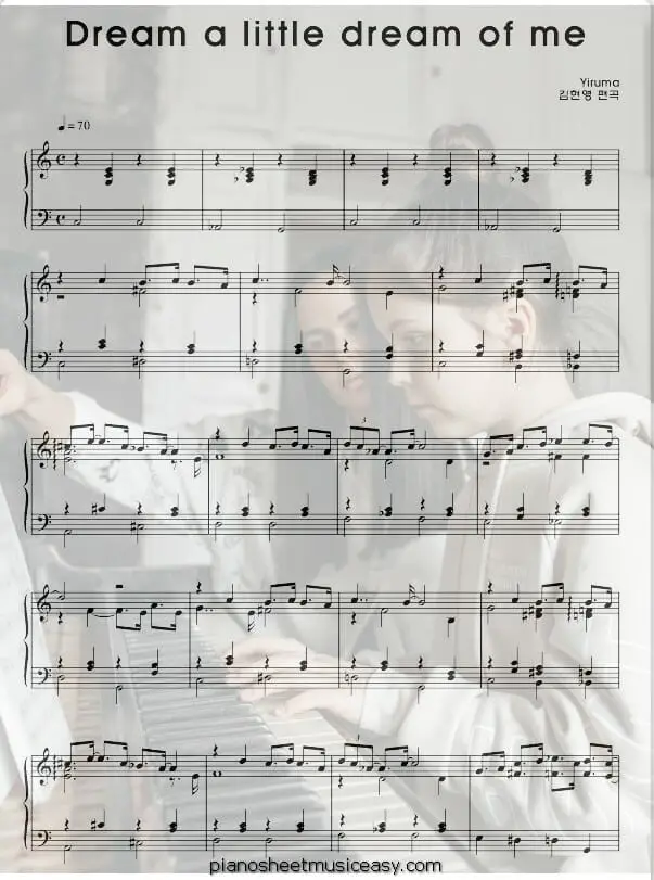 dream a little dream of me yiruma printable free sheet music for piano 