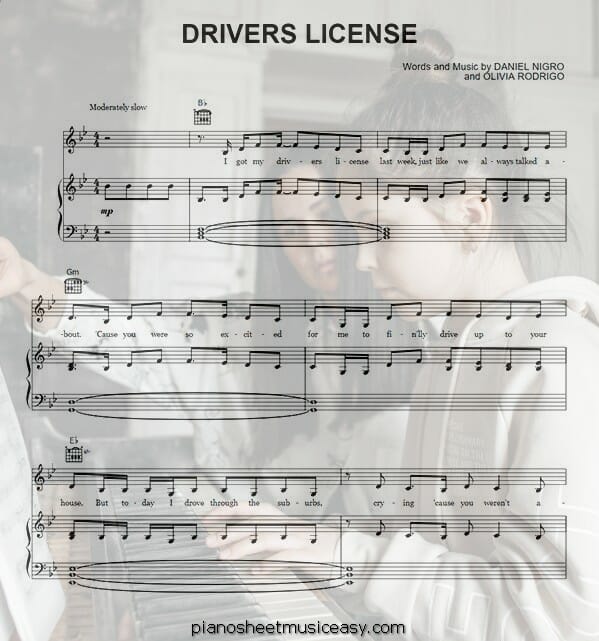 drivers license printable free sheet music for piano 