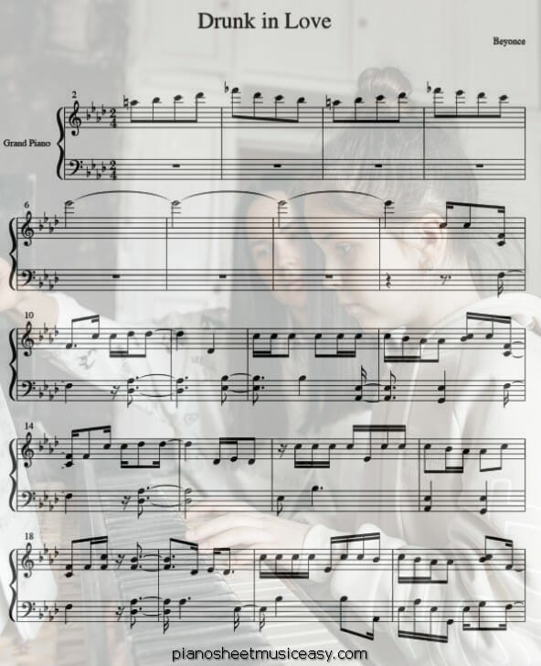 drunk in love printable free sheet music for piano 
