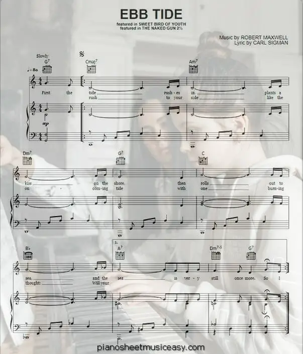 ebb tide printable free sheet music for piano 