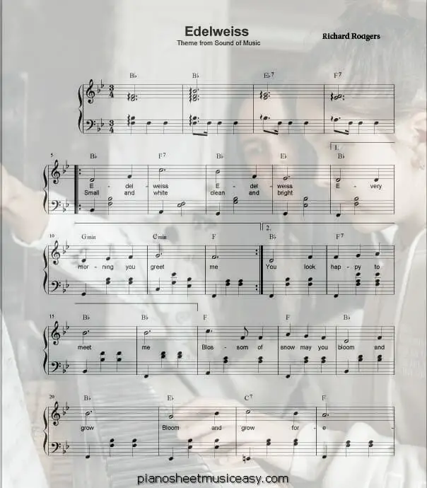 edelweiss printable free sheet music for piano 