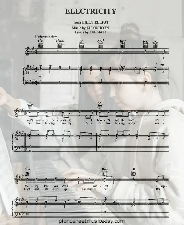 electricity printable free sheet music for piano 