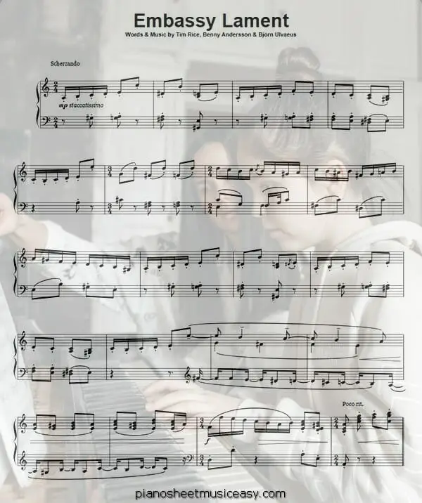 embassy lament printable free sheet music for piano 