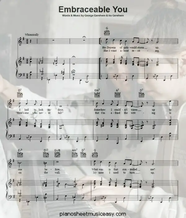 embraceable you printable free sheet music for piano 