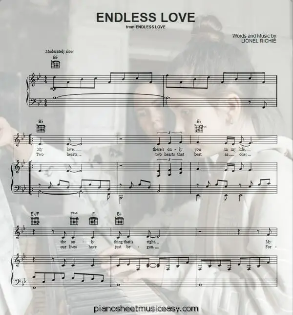 endless love printable free sheet music for piano 