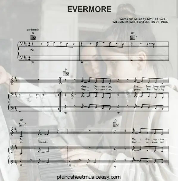 evermore printable free sheet music for piano 