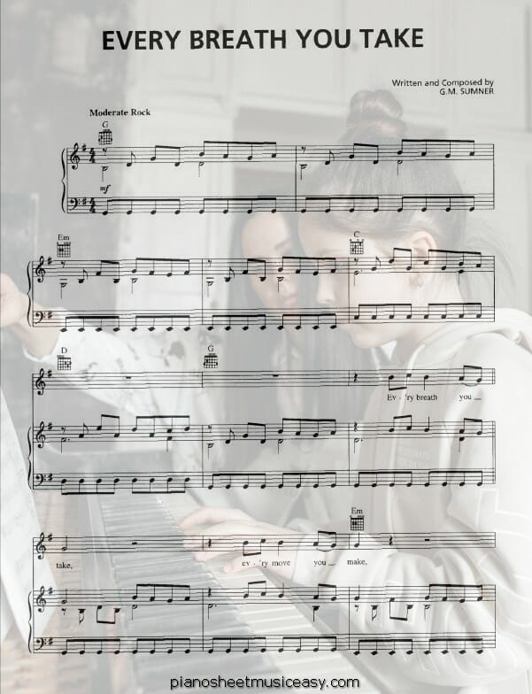 every breath you take piano printable free sheet music for piano 