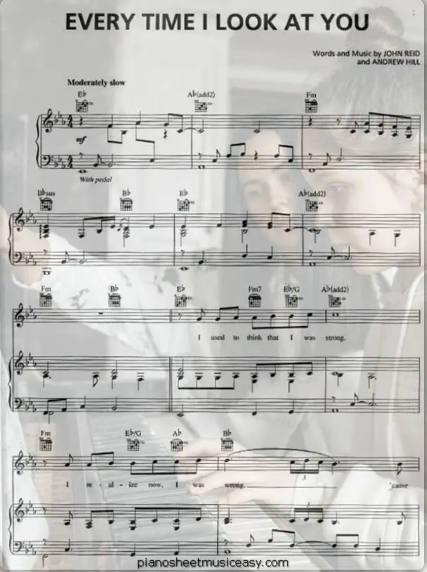 every time i look at you printable free sheet music for piano 