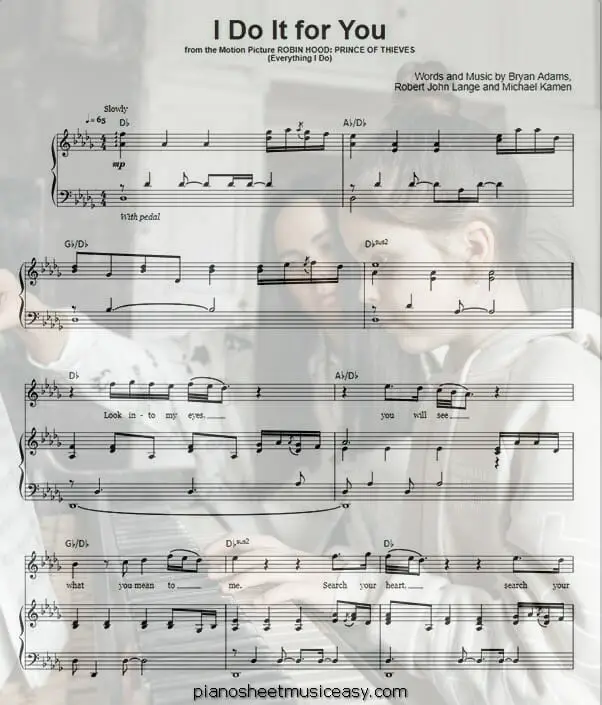 everything i do printable free sheet music for piano 