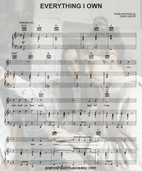 everything i own printable free sheet music for piano 