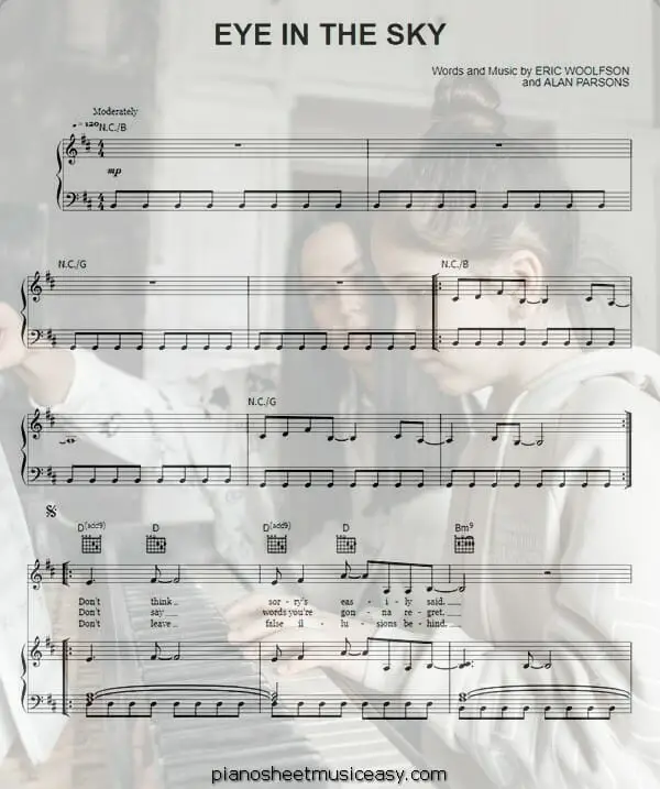 eye in the sky printable free sheet music for piano 