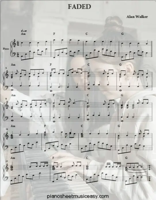 faded printable free sheet music for piano 