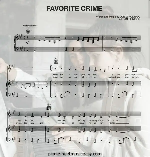 favorite crime printable free sheet music for piano 