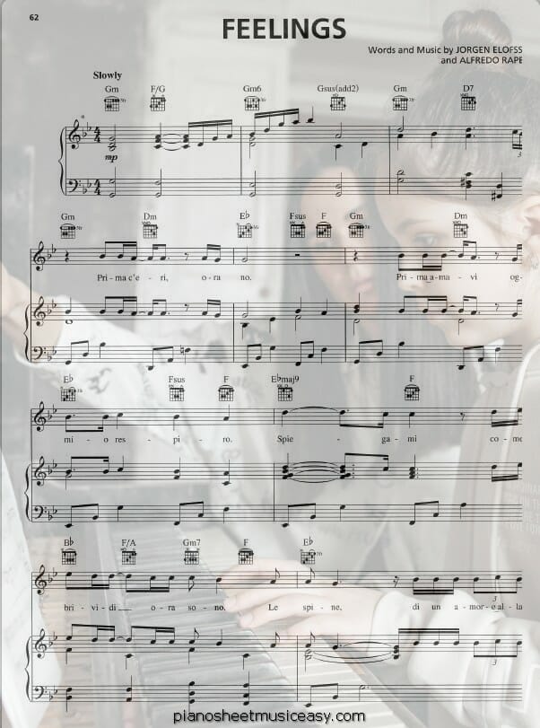 feelings il divo printable free sheet music for piano 