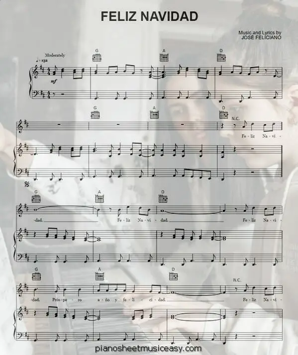 feliz navidad printable free sheet music for piano 