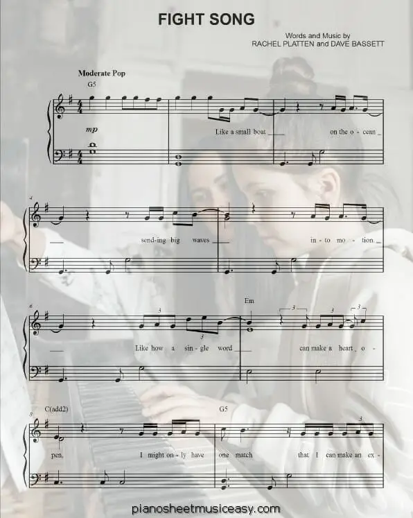 fight song printable free sheet music for piano 
