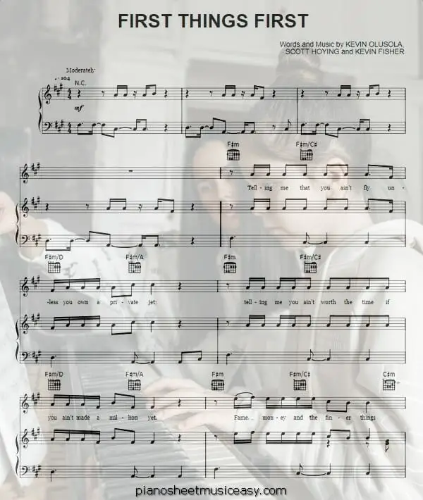 first things first printable free sheet music for piano 