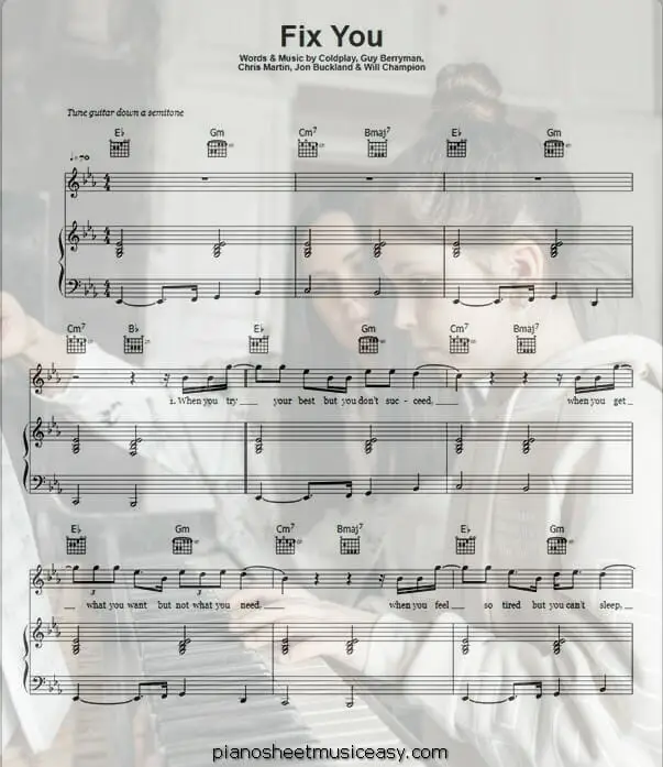 fix you printable free sheet music for piano 
