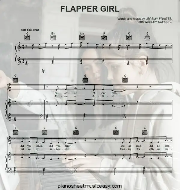 flapper girl printable free sheet music for piano 