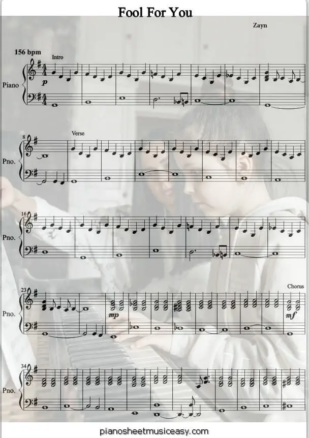 fool for you printable free sheet music for piano 