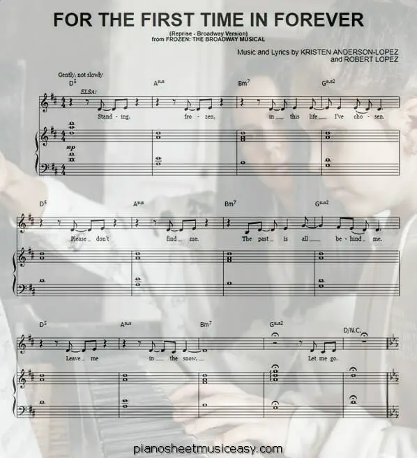 for the first time in forever reprise printable free sheet music for piano 