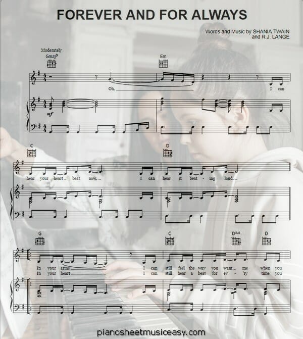 forever and for always printable free sheet music for piano 