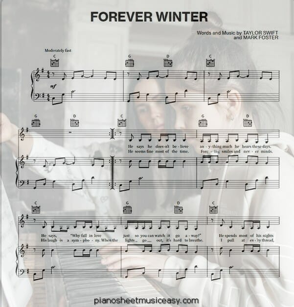 forever winter printable free sheet music for piano 