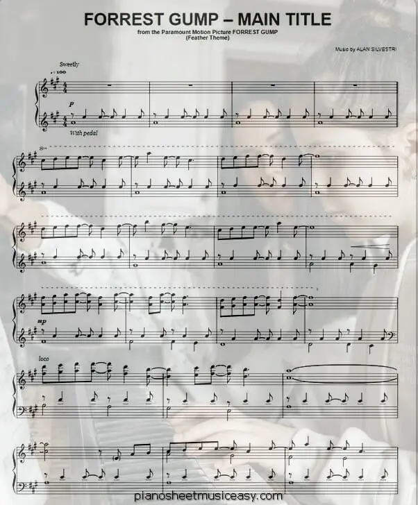 forrest gump piano printable free sheet music for piano 