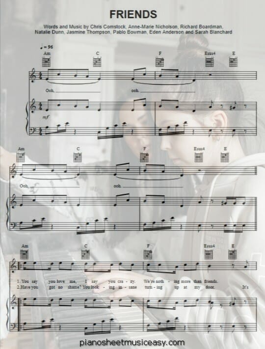 friends anne marie printable free sheet music for piano 