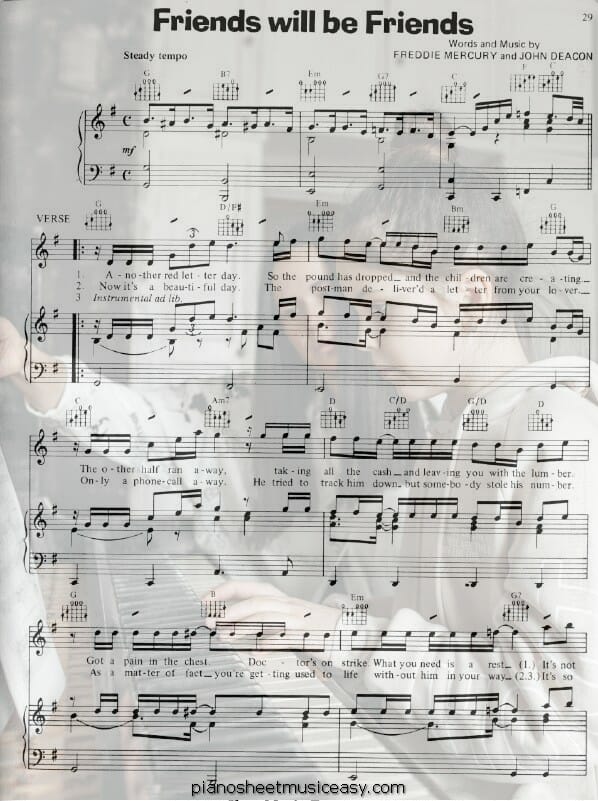 friends will be friends printable free sheet music for piano 
