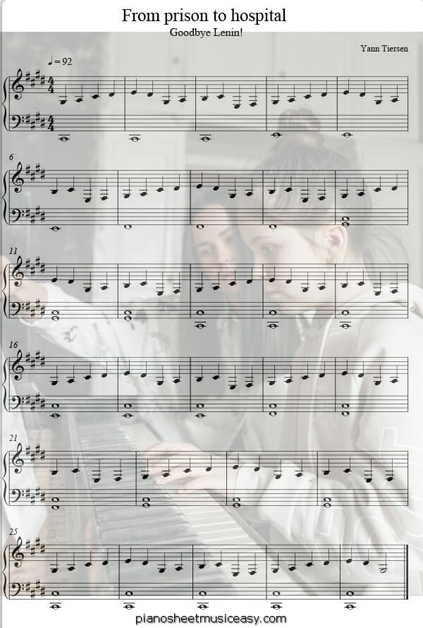 from prison to hospital printable free sheet music for piano 