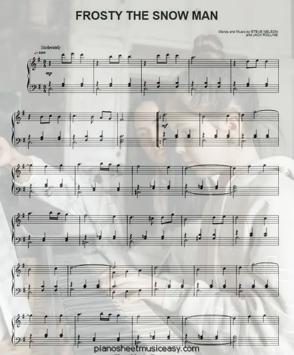 frosty the snow man printable free sheet music for piano 