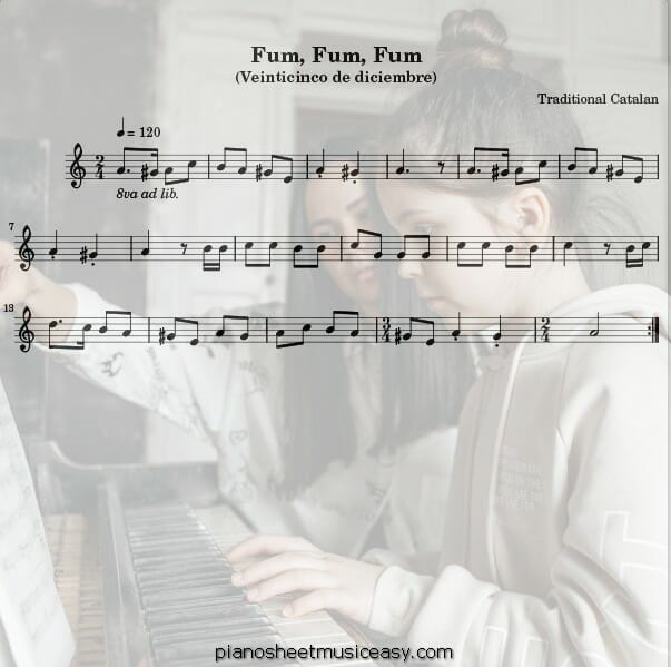 fum fum fum flauta partitura printable free sheet music for piano 