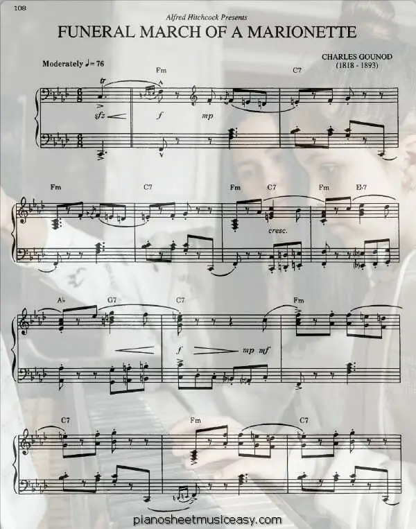 funeral march of a marionette printable free sheet music for piano 
