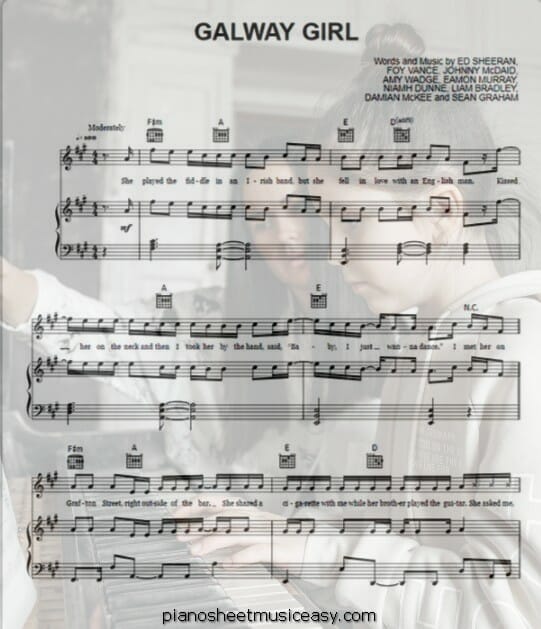 galway girl printable free sheet music for piano 