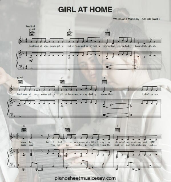 girl at home printable free sheet music for piano 