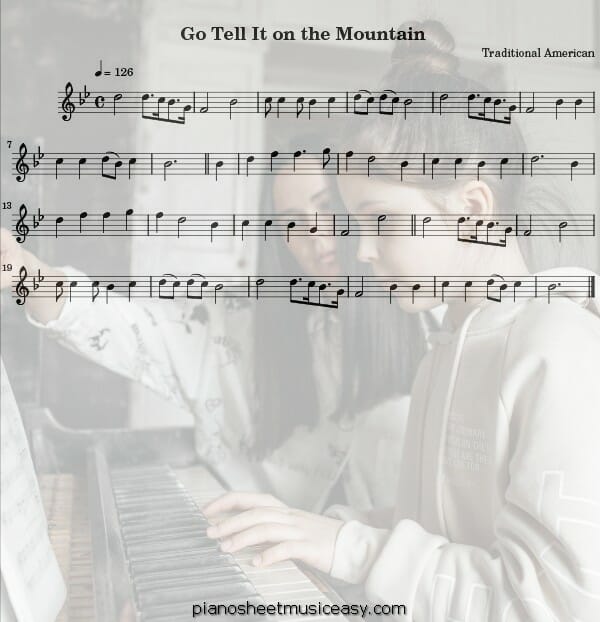 go tell it on the mountain flute printable free sheet music for piano 