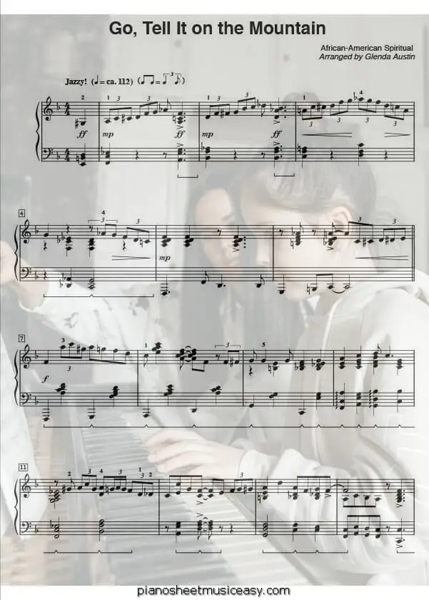 go tell it on the mountain printable free sheet music for piano 