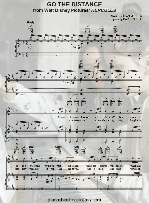 go the distance printable free sheet music for piano 