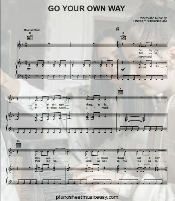 go your own way printable free sheet music for piano 