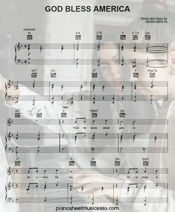 god bless america printable free sheet music for piano 
