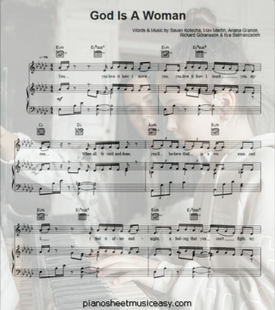 god is a woman printable free sheet music for piano 