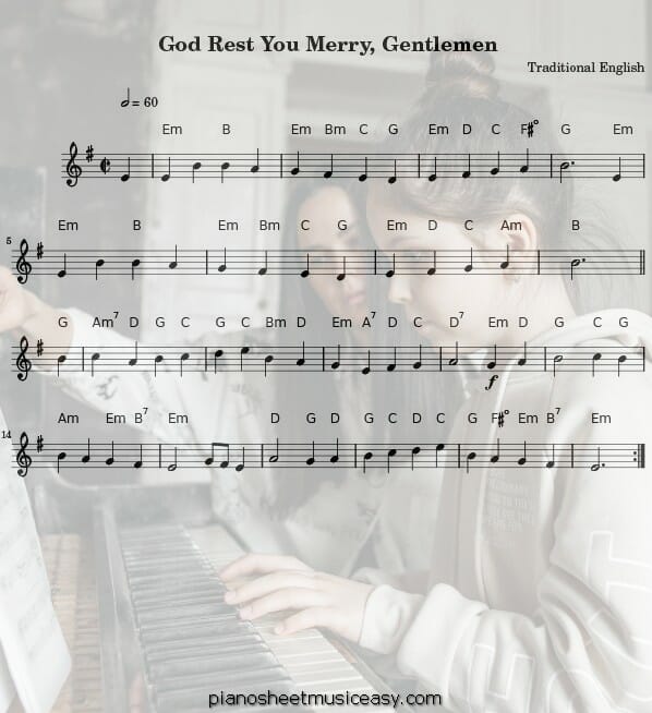 god rest you merry gentlemen flute printable free sheet music for piano 