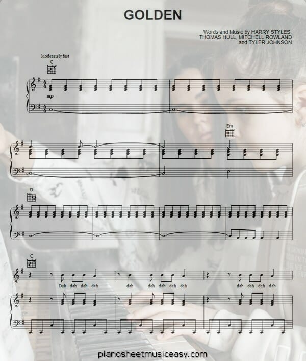 golden printable free sheet music for piano 