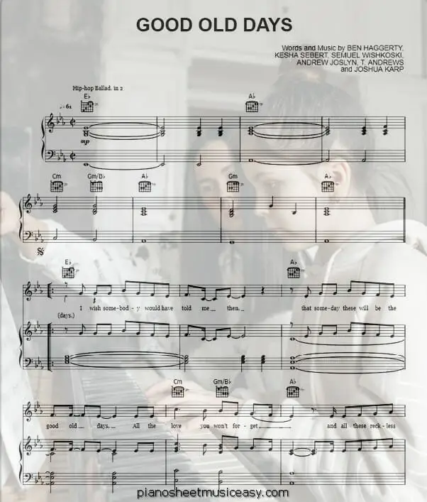 good old days printable free sheet music for piano 