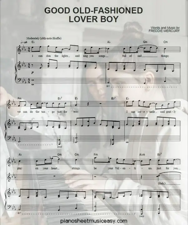 good old fashioned lover boy printable free sheet music for piano 