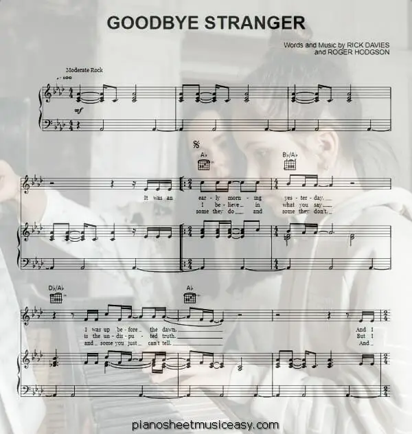 goodbye stranger printable free sheet music for piano 