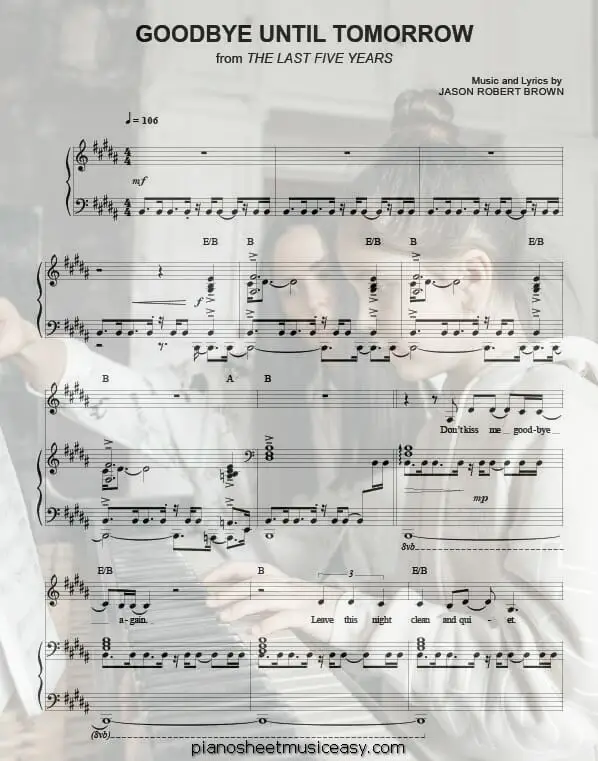 goodbye until tomorrow printable free sheet music for piano 